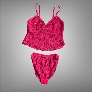 Vintage Victoria’s Secret Elegant Pink Lace Lingerie Set